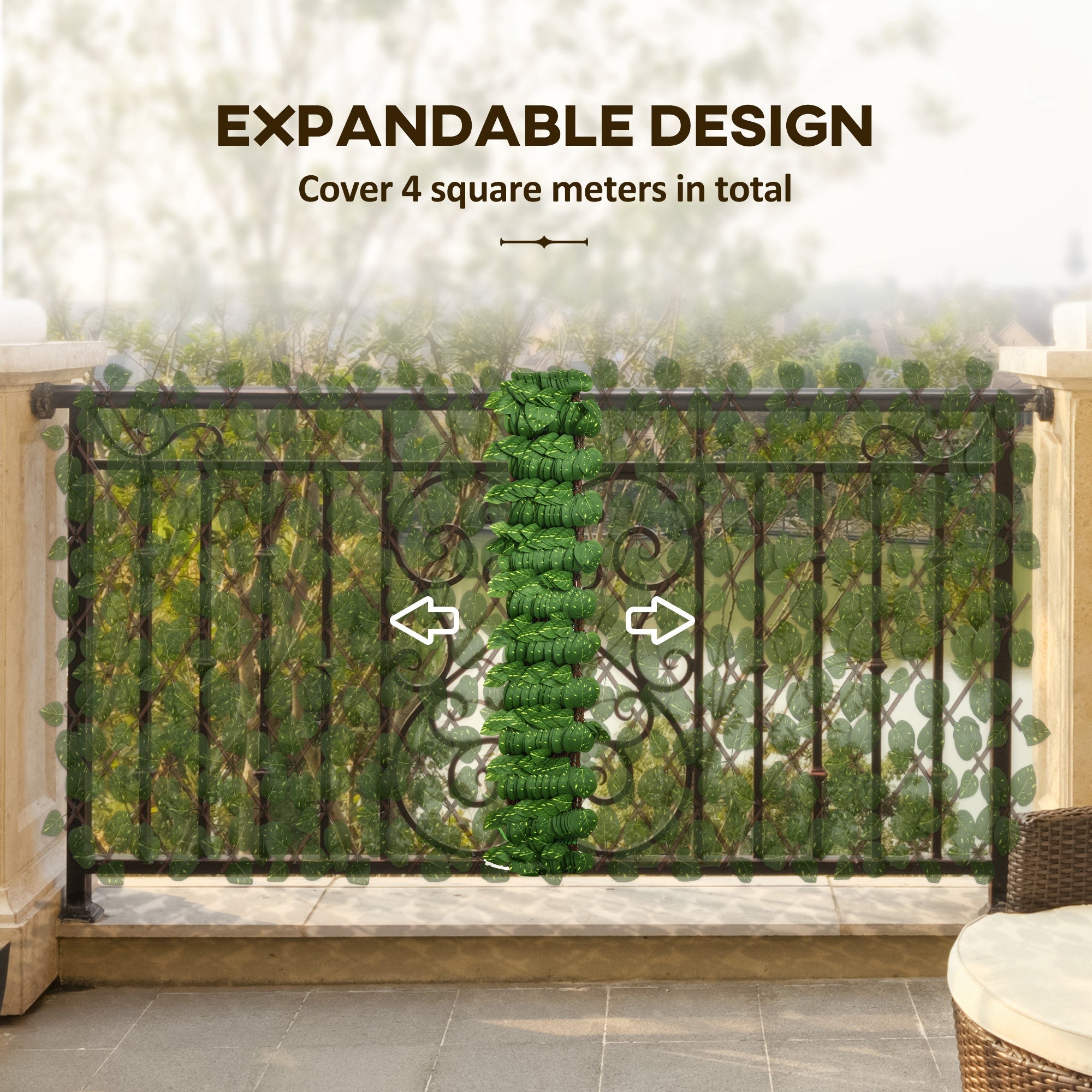 Outsunny Set of 2 Expandable Artificial Trellis Hedges â Realistic Leaf Privacy Screen, 2 x 1 m