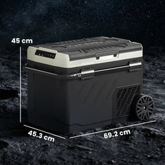 Outsunny 40L Compressor Car Fridge Freezer, Dual Zone Camping Refrigerator with App Control, Telescopic Handle, -20 degreesC-20 degreesC