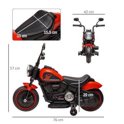 HOMCOM 6v Electric Motorbike with Training Wheels, One-Button Start