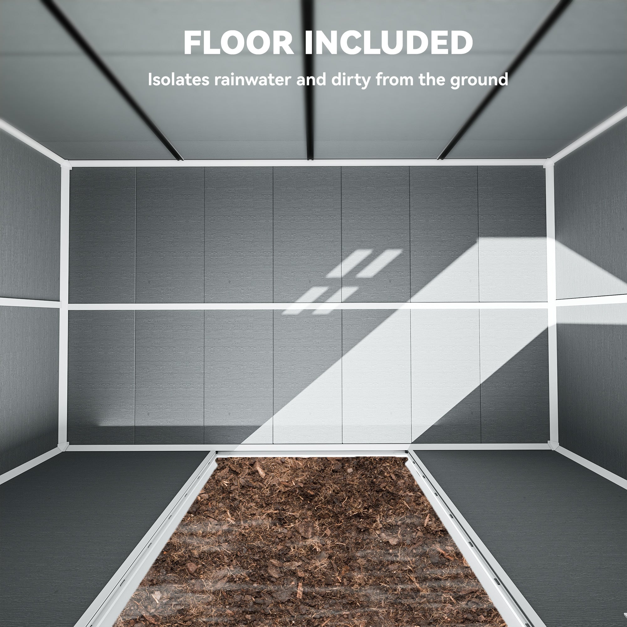 Outsunny 10 x 6 ft Resin Garden Shed, Outdoor Storage Shed with Floor, Windows, Lockable Doors and Vents, Grey