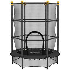 HOMCOM 4.6FT/55" Kids Trampoline with Safety Enclosure, Outdoor Indoor Use, for Ages 3-10 Years, Black