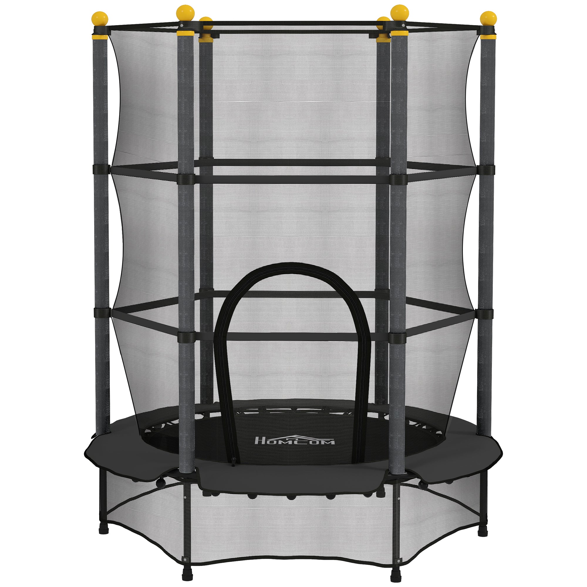 HOMCOM 4.6FT/55" Kids Trampoline with Safety Enclosure, Outdoor Indoor Use, for Ages 3-10 Years, Black