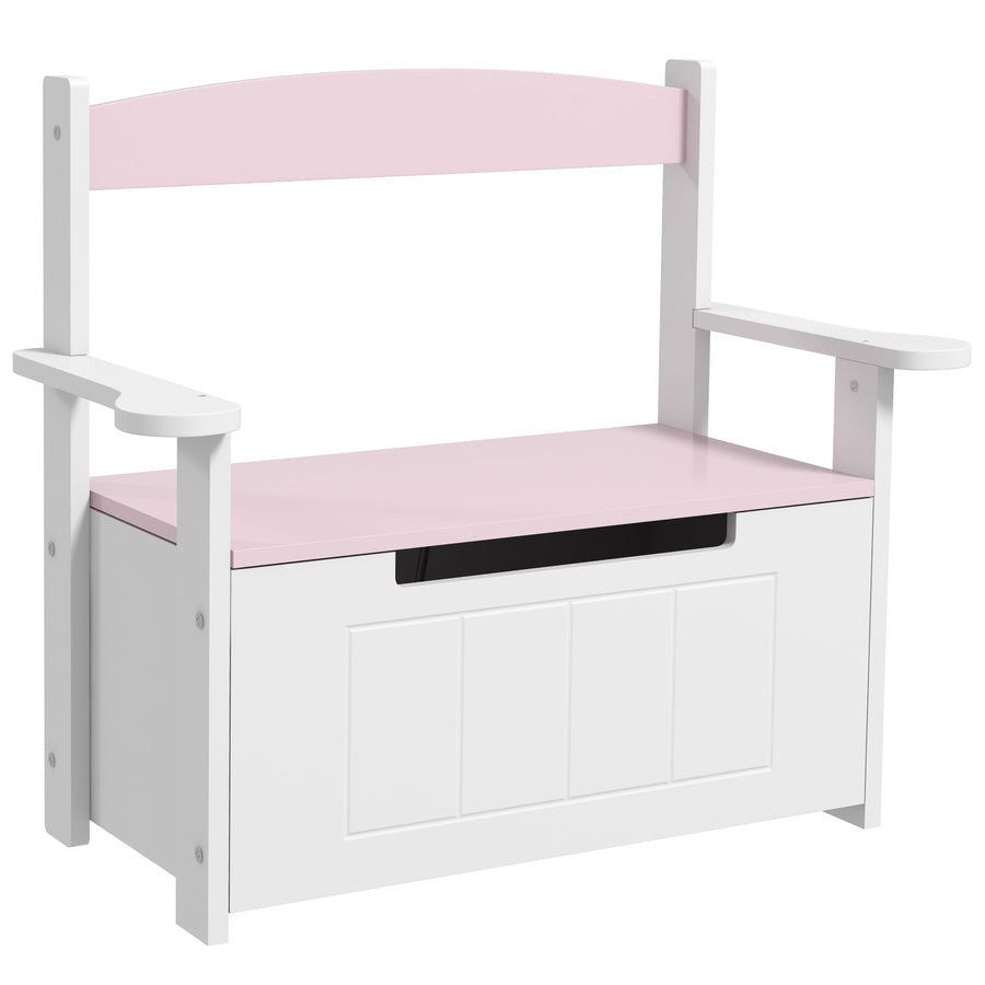 AIYAPLAY 2-in-1 Toy Box for Kids with Lid for Bedroom, Nursery, Playroom, Pink