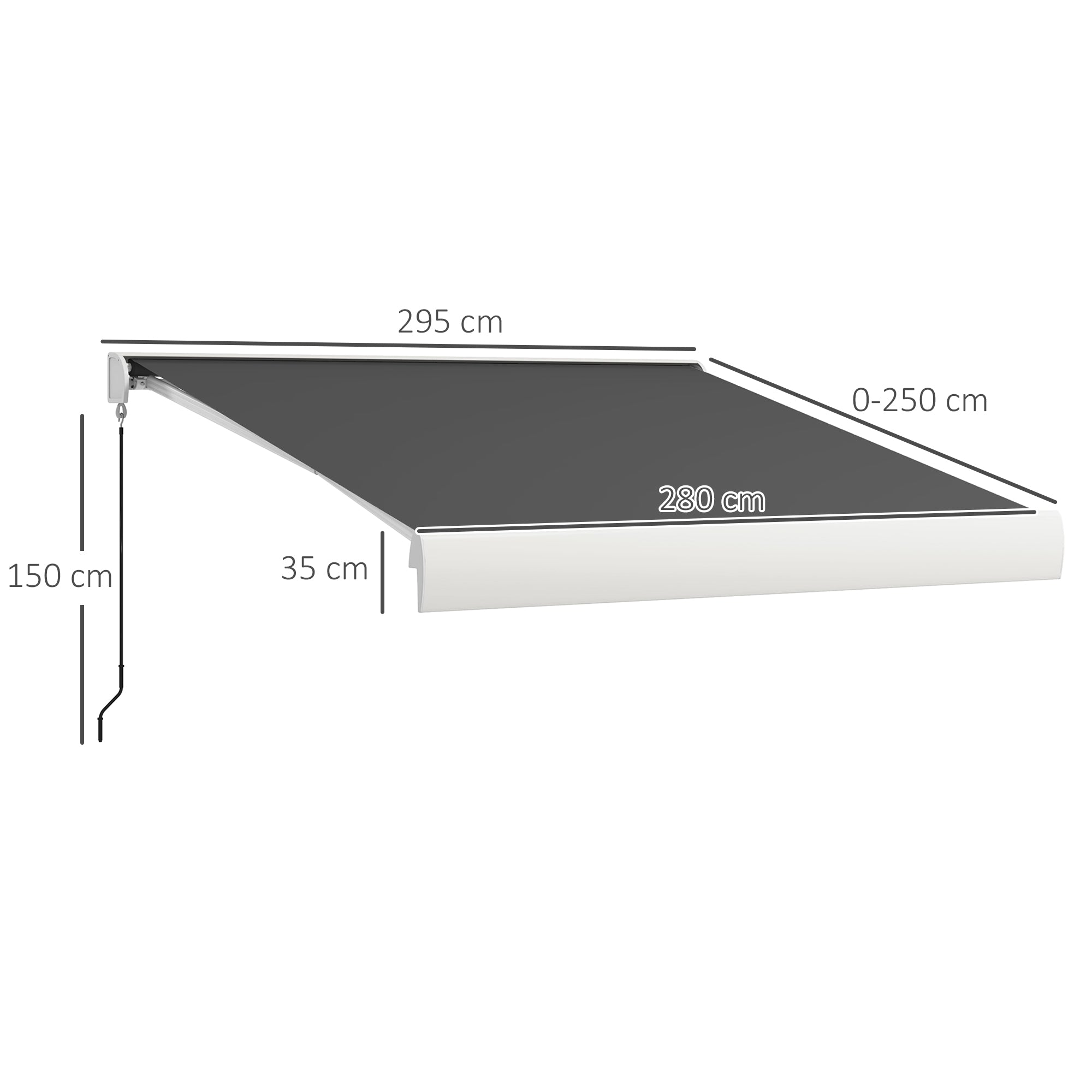 Outsunny 2.5 x 3m Electric Cassette Awning, with Remote - Grey