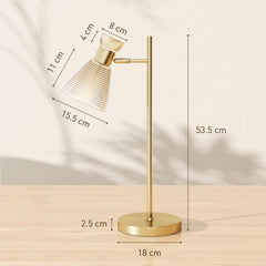 HOMCOM Modern Table Lamp, Bedside Lamp with Adjustable Flower-Shaped Head and E27 Socket for Living Room Bedroom Study, Bulb Not Included, Gold Tone