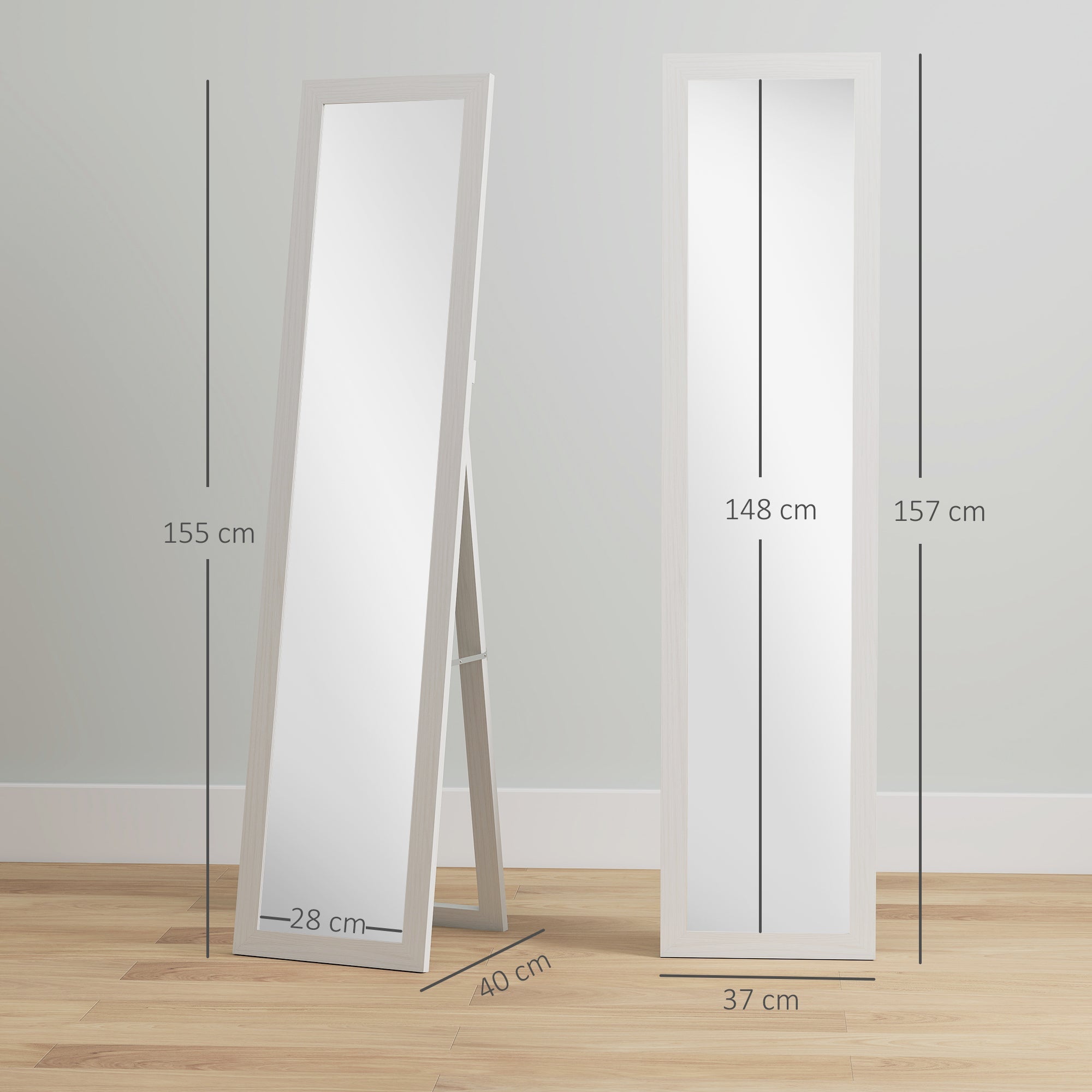 HOMCOM 37 x 157 cm Full Length Mirror - White