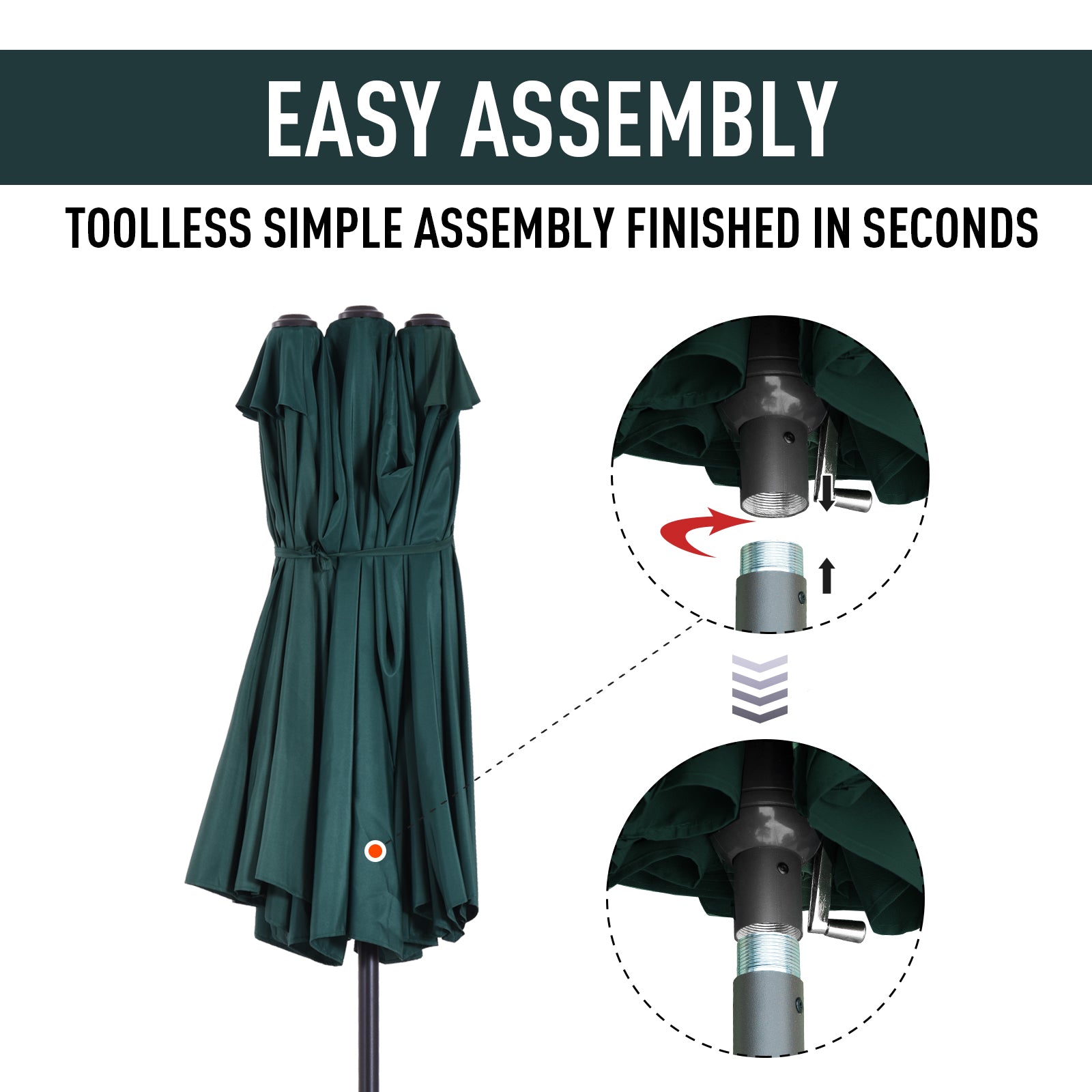 Outsunny 4.6m Double Garden Parasol - Green