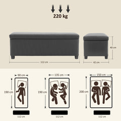 HOMCOM 84L Corduroy Storage Ottoman - Grey