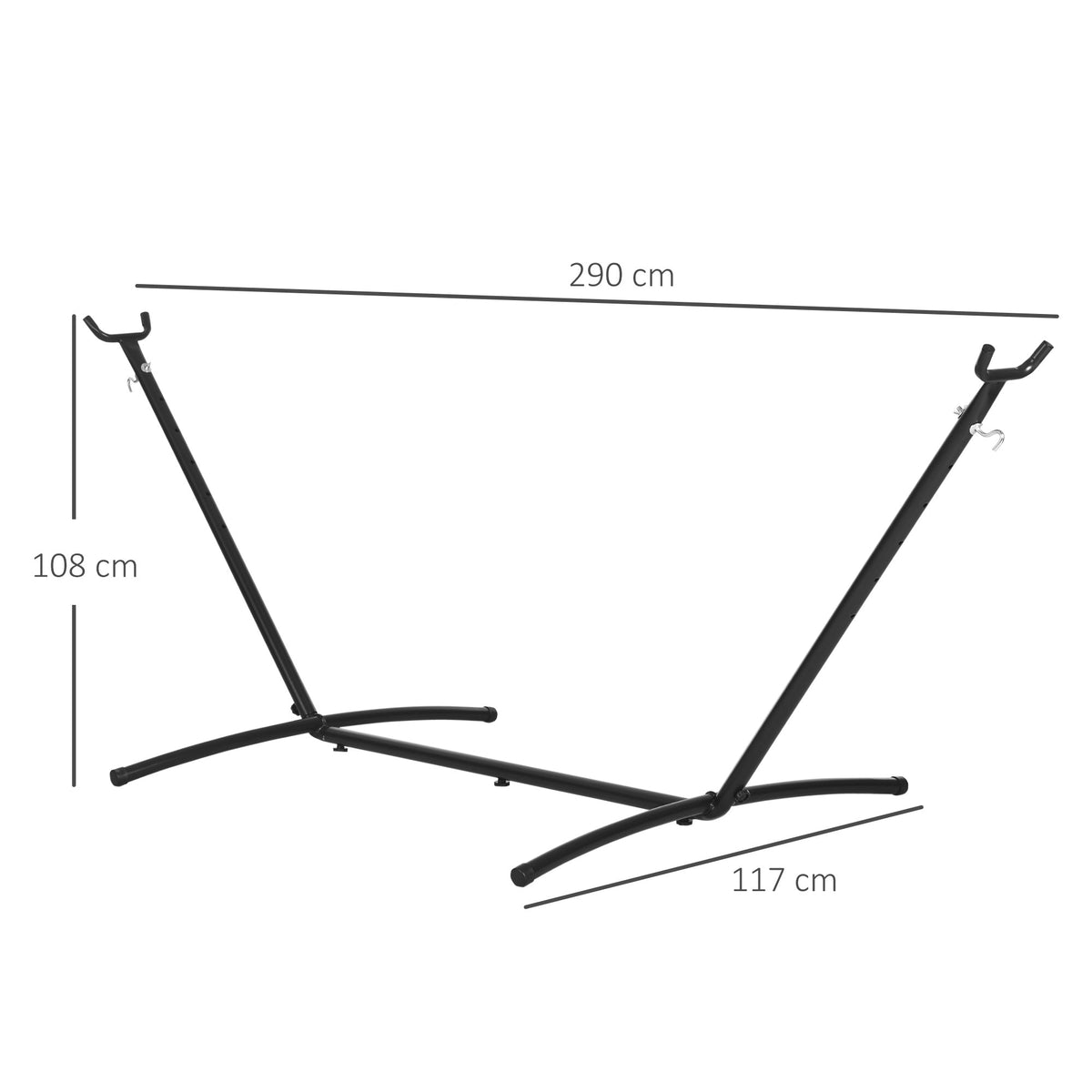Outsunny 2.9m Universal Hammock Stand Metal Frame Garden Camping Picnic Outdoor Patio Replacement Stand Only