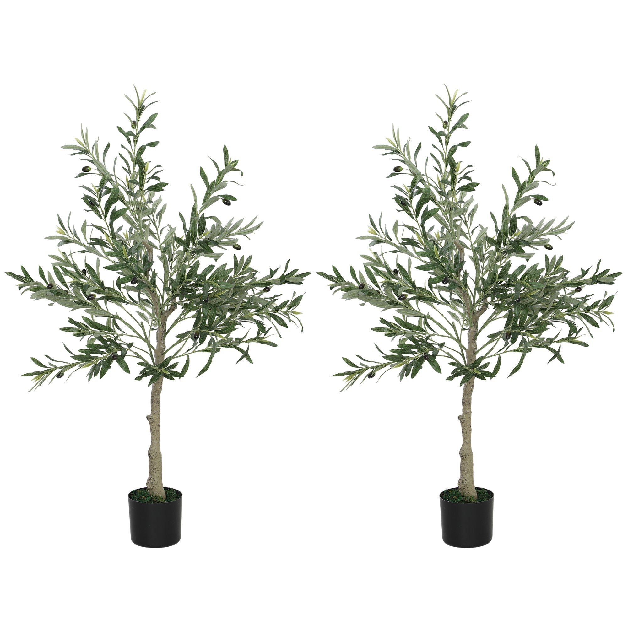 HOMCOM Set of Two Silk Leaf Artificial Olive Trees