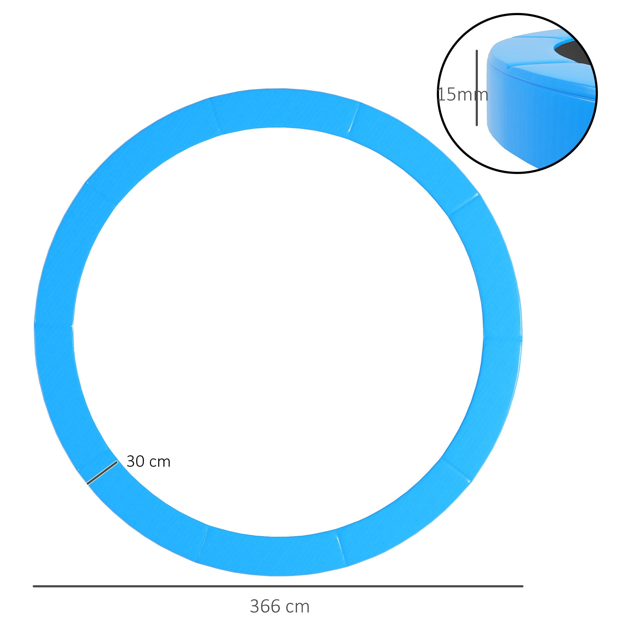 HOMCOM 12ft Trampoline Accessories Safety Pad Î¦366cm Replacement Surround Padding Thick Foam Pads Light Blue