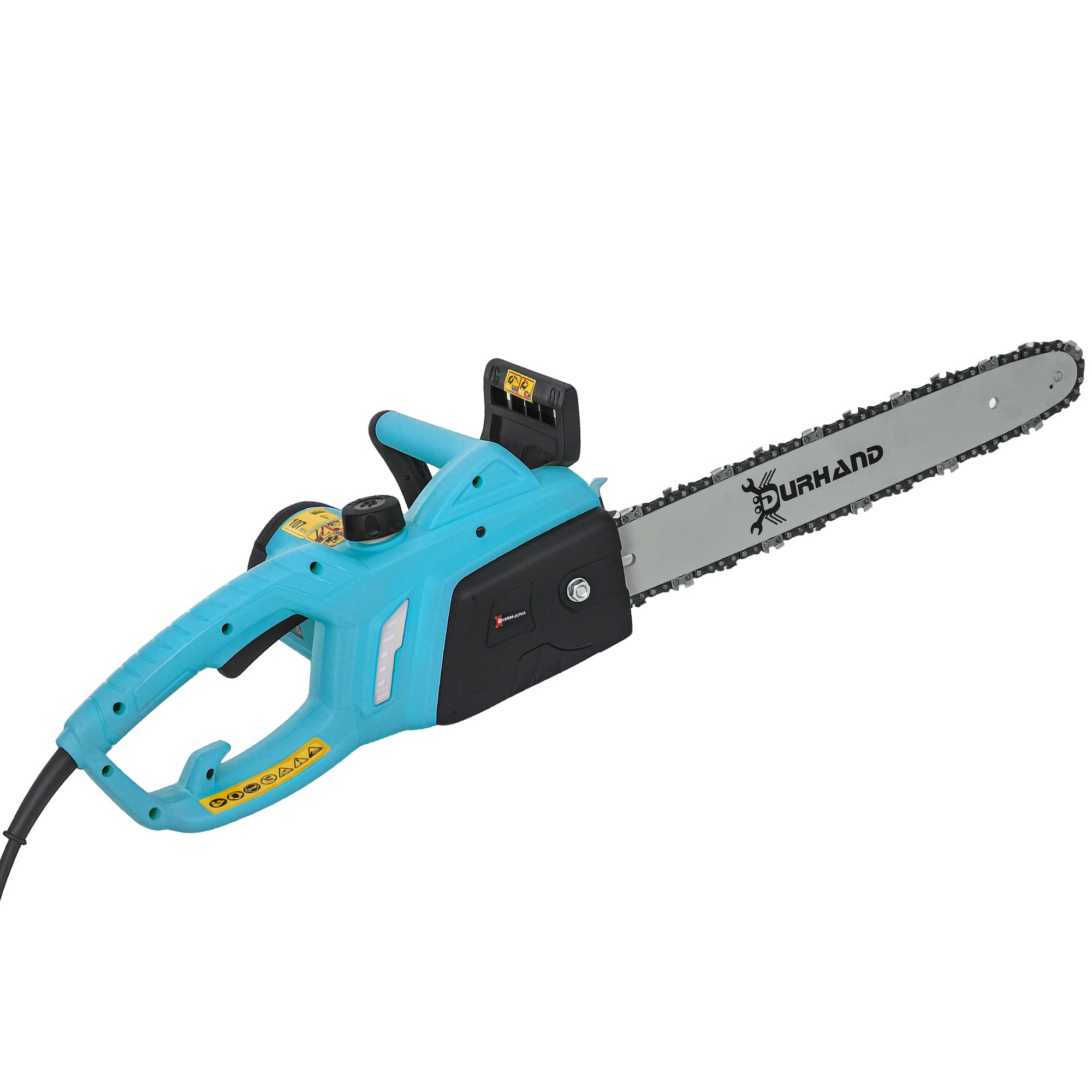DURHAND Aluminium Chainsaw with Double Brake Protection and Bar Cover, 2000 W, 40 cm, for Wood, Trees and Branches, Blue