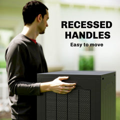 Outsunny 93L Plastic Garden Storage Box, Outdoor Storage Box with Handles, Waterproof Outdoor Storage Container, Black