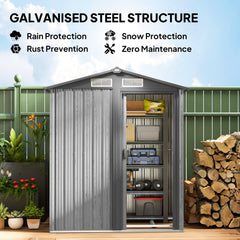 Outsunny 4.3 x 5ft Outdoor Garden Storage Shed - Grey Wood Effect