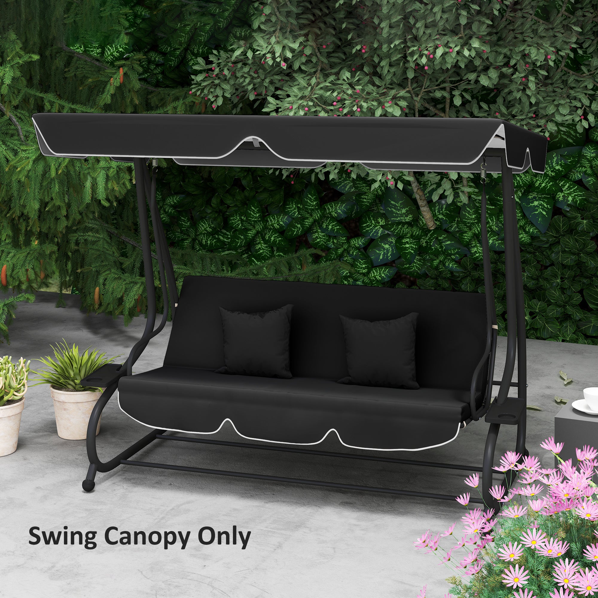 Outsunny 145 x 200Wcm Swing Chair Canopy Replacement - Black