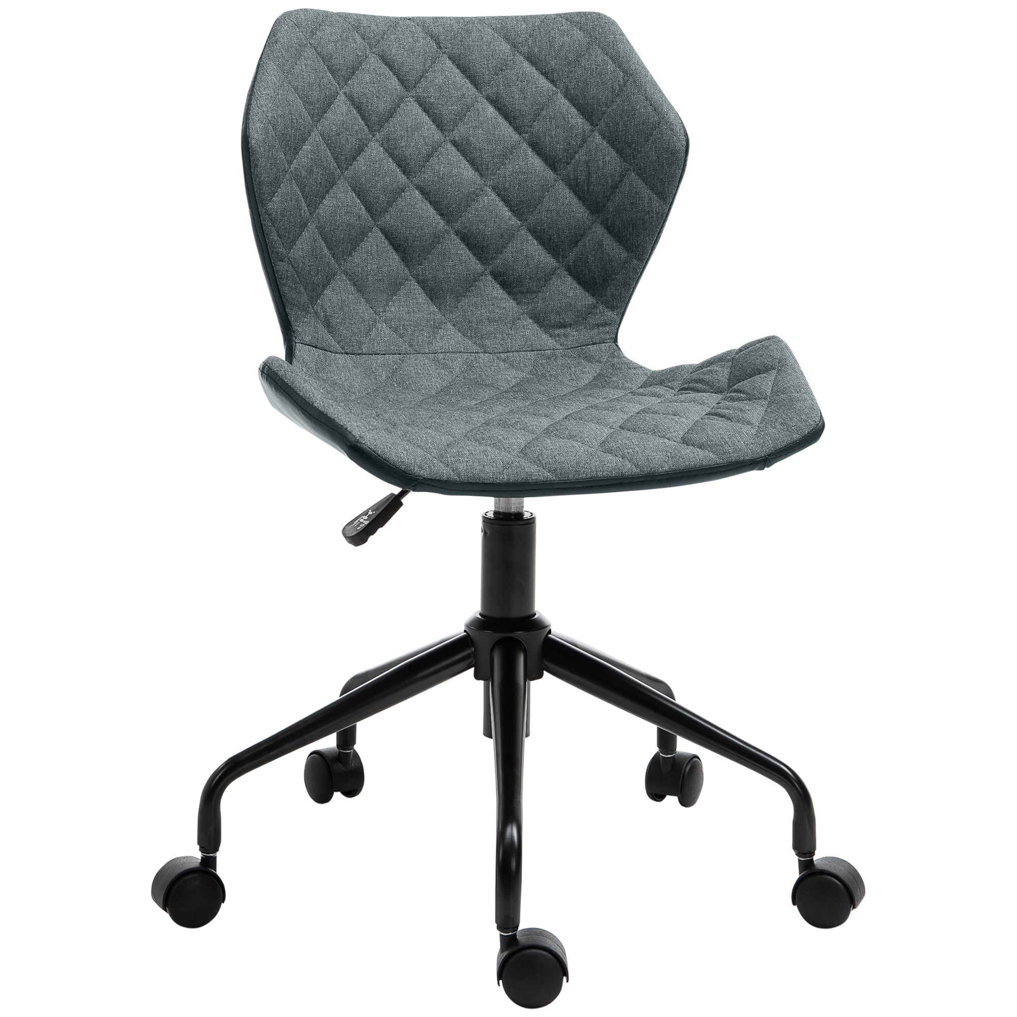 HOMCOM Office Computer Desk Chair, Swivel Task Chair no Arms, Fabric Study Chair with Adjustable Height and Rolling Wheels for Home Work, Grey