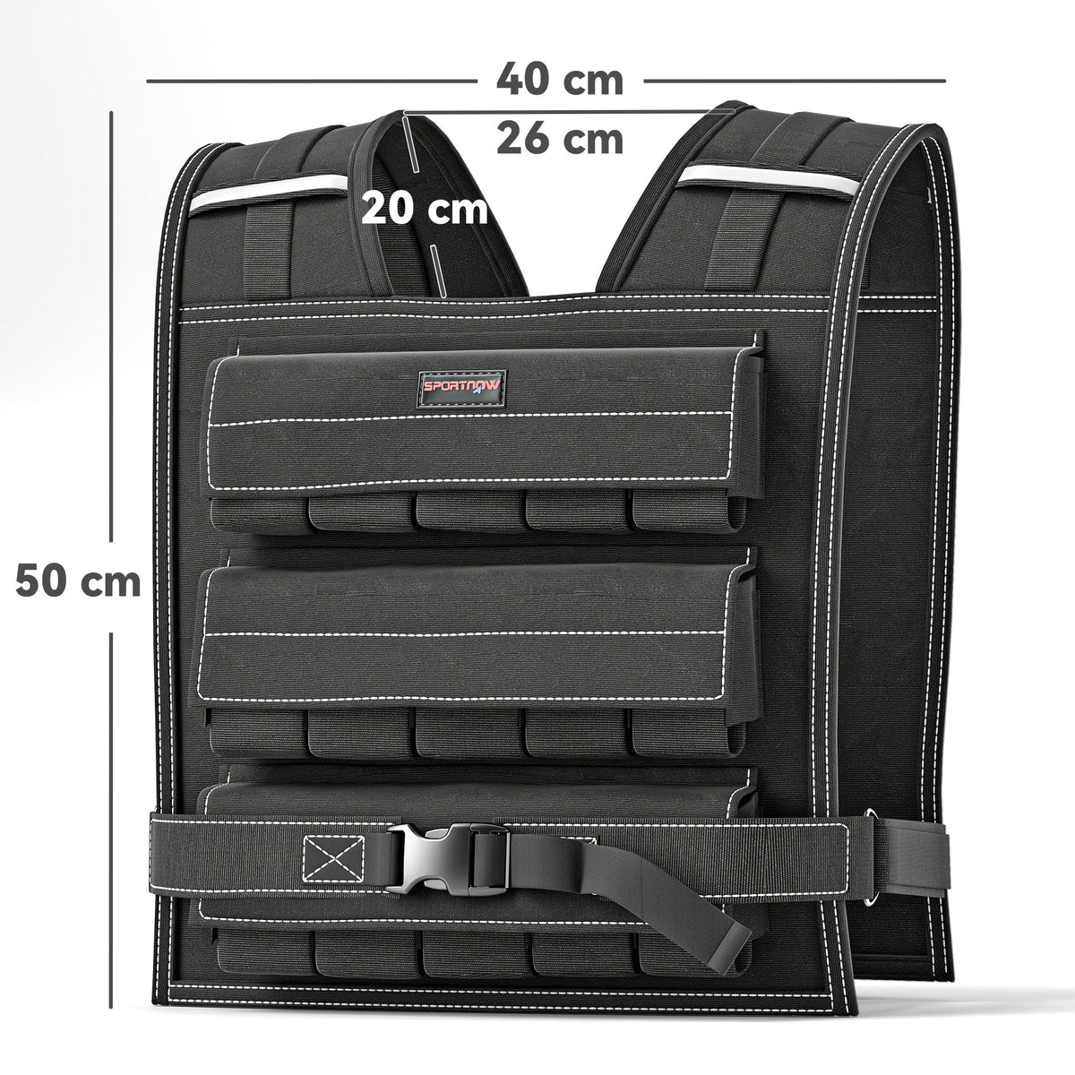 SPORTNOW 30KG Adjustable Weighted Vest, Running Weight Vest, with 30 Metal Weights, Reflective Strips, for Running, Exercise