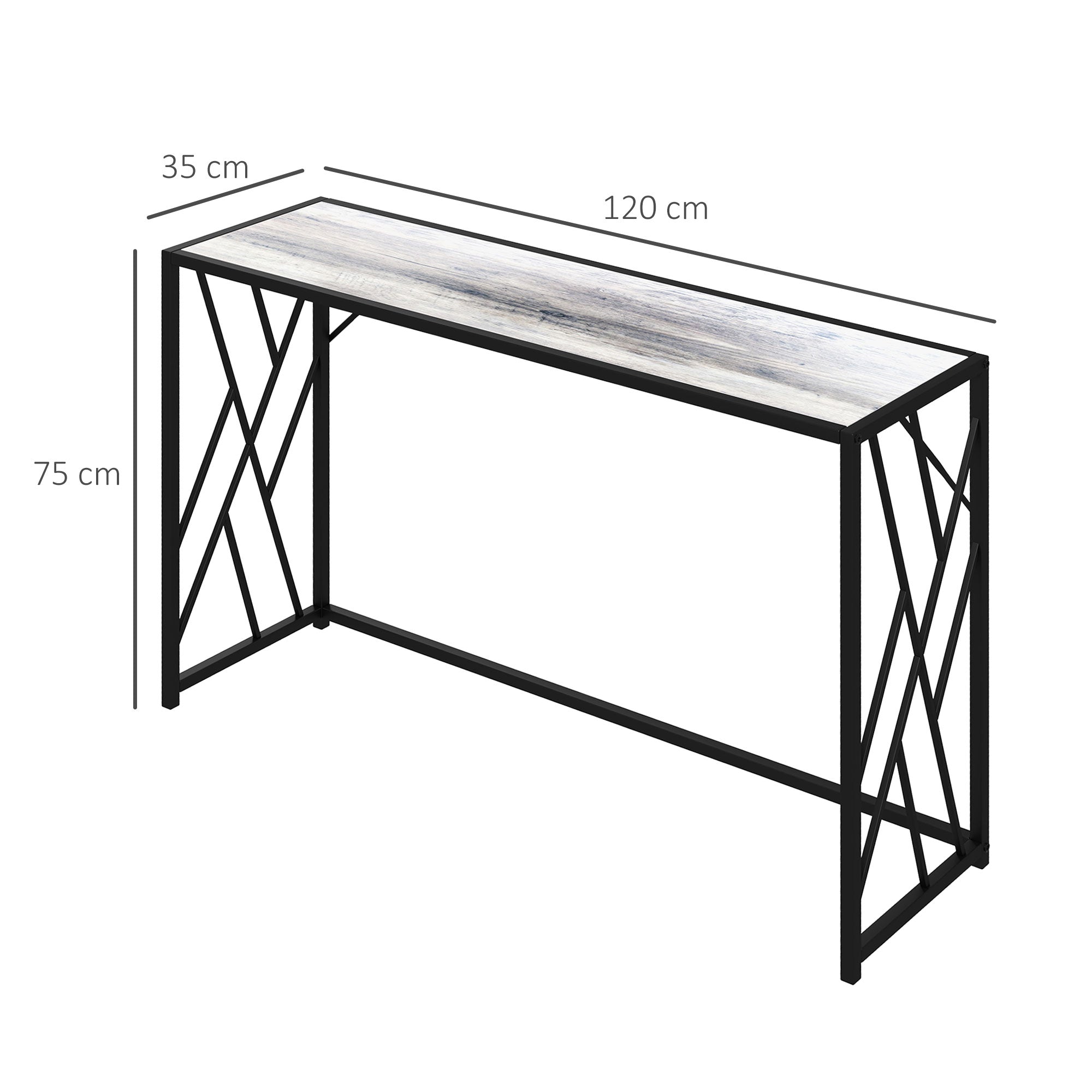 HOMCOM Console Table, Industrial Sofa Table with Metal Frame for Living Room, Hallway, 120√Ç cm, Grey