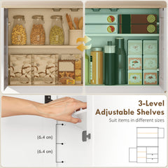 HOMCOM Kitchen Cupboard, Freestanding Kitchen Cabinet with 2 Cabinets, 2 Drawers, Open and Adjustable Shelves, White