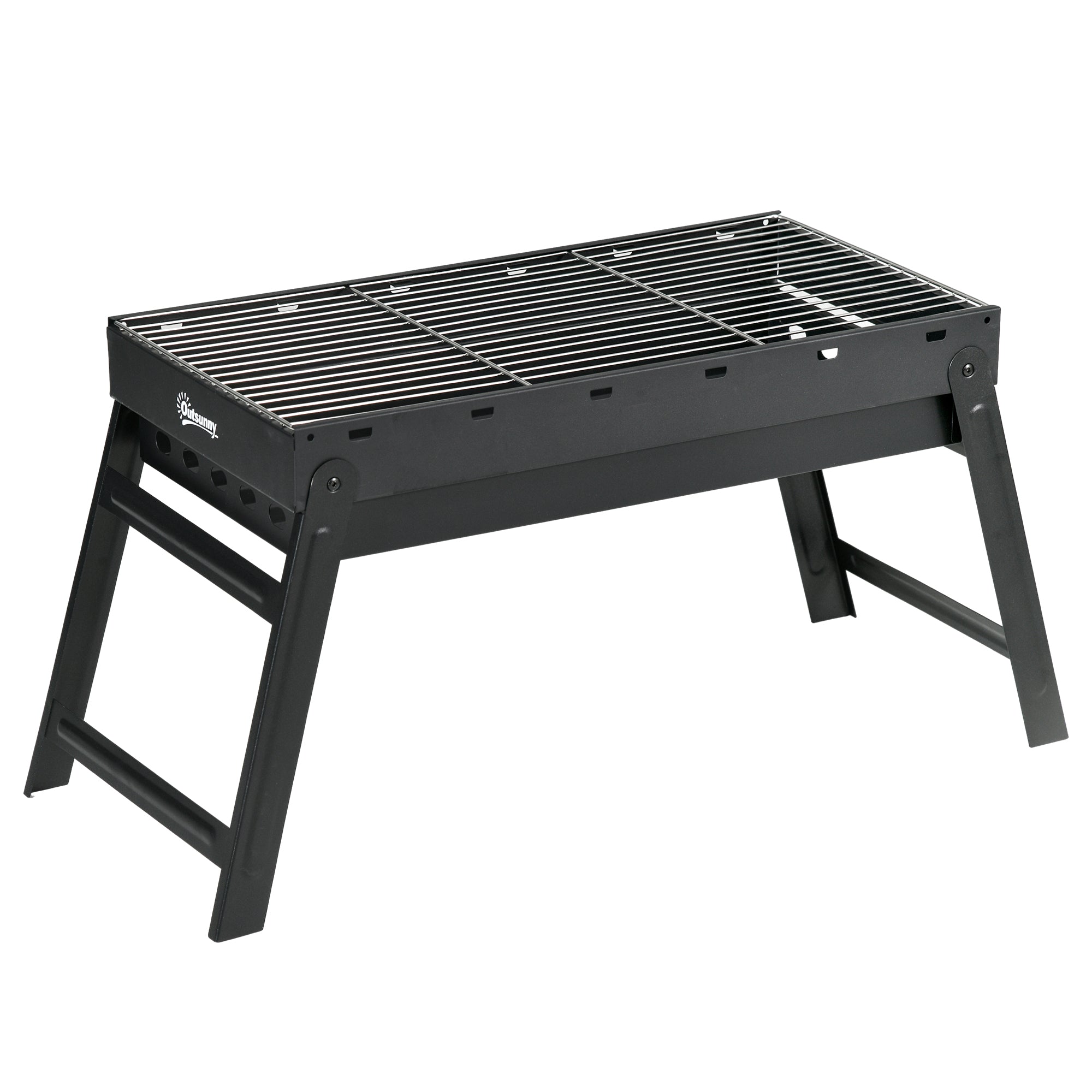 Outsunny Foldable Charcoal Grill - Black