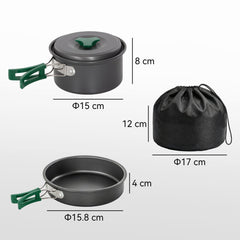 Outsunny Camping Cookware Set, 8-Piece Ultralight Camping Cooking Kit with Anti-Scald Handles, Grey