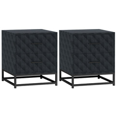 HOMCOM Bedside Tables Set of 2, Modern Bedside Table Nightstand with 2 Drawers, Bedside Cabinet Sofa Side Table with Storage, Steel Legs for Bedroom, Living Room, Black