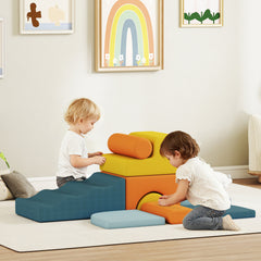 AIYAPLAY 9-Piece Soft Play Set, Kids Soft Play Foam Blocks with Detachable Cover for Climbing and Crawling
