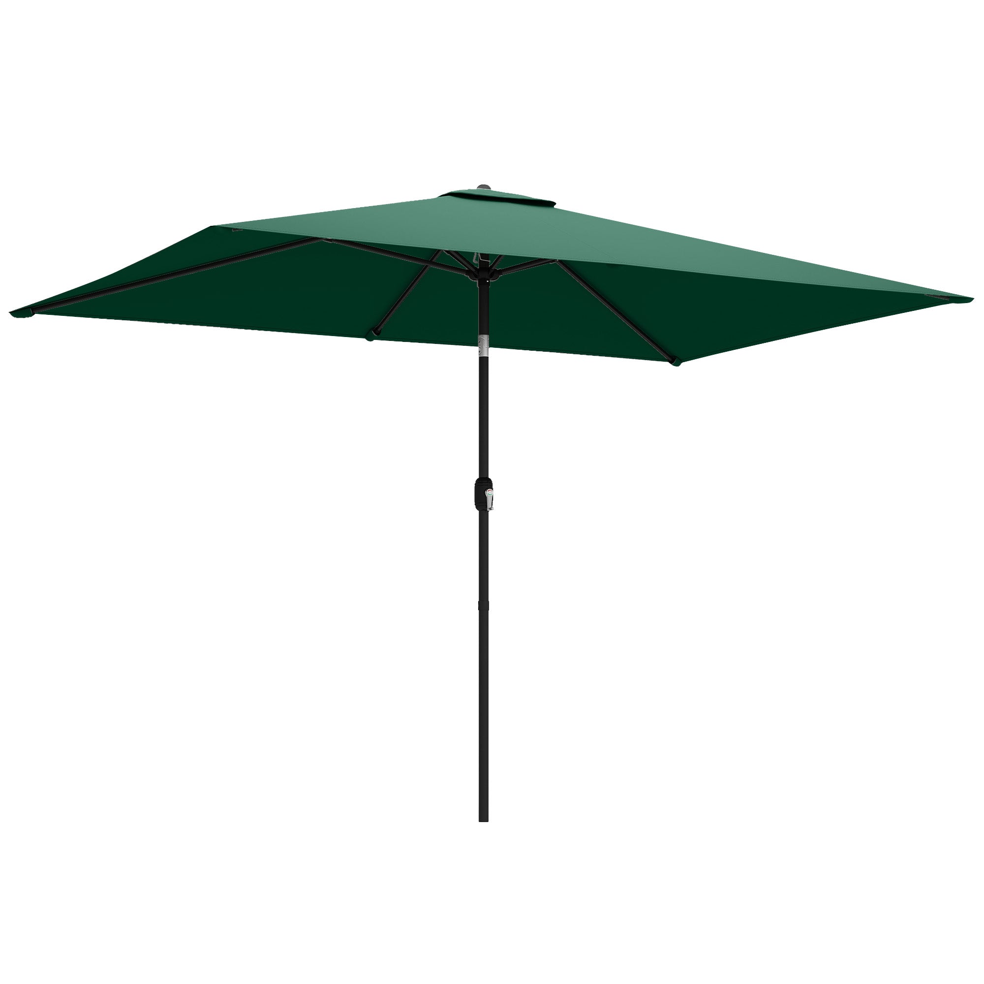 Outsunny Garden Parasol, Parasol Umbrella with Crank Handle, Tilt Function, Polyester Canopy, Green