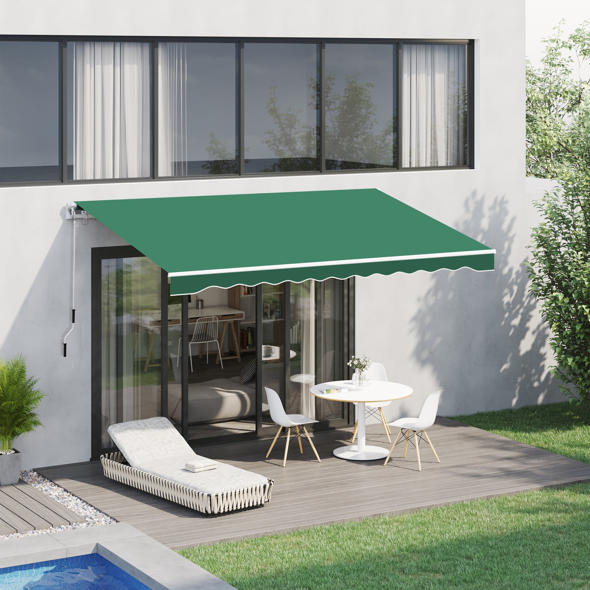 Outsunny Manual Retractable Awning, size (4m x3m)-Green