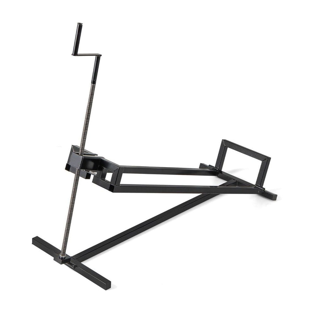 Lawn Mower Lift Jack black frame with crank handle and adjustable support