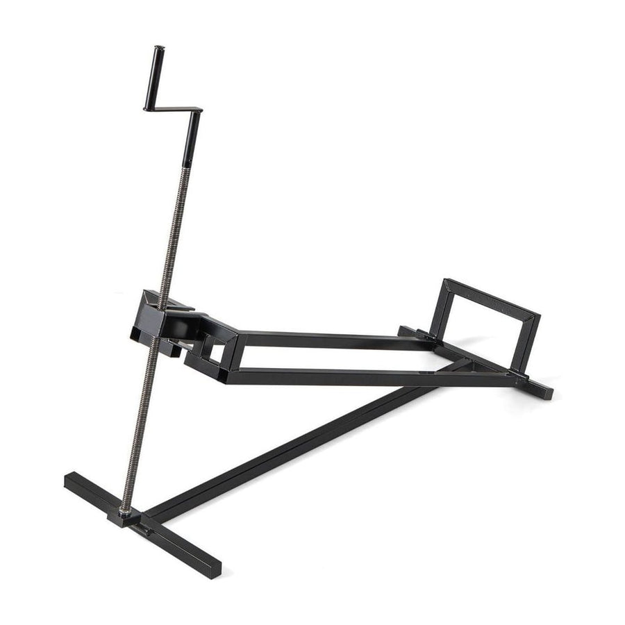 Lawn Mower Lift Jack black frame with crank handle and adjustable support