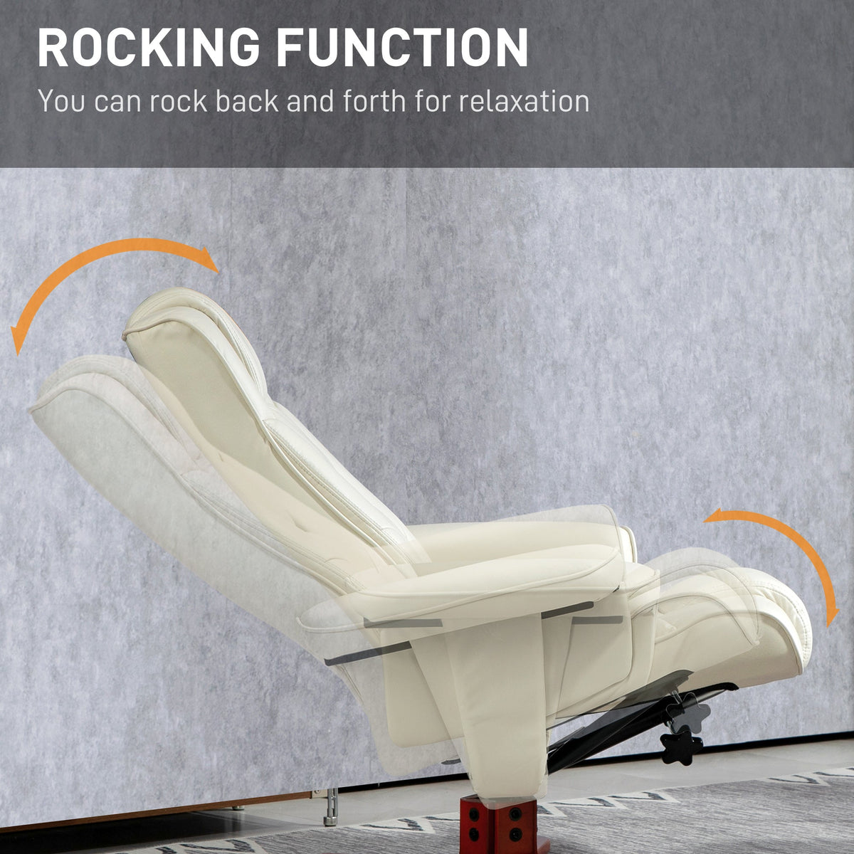 HOMCOM Faux Leather Manual Recliner and Footstool Set - Cream White