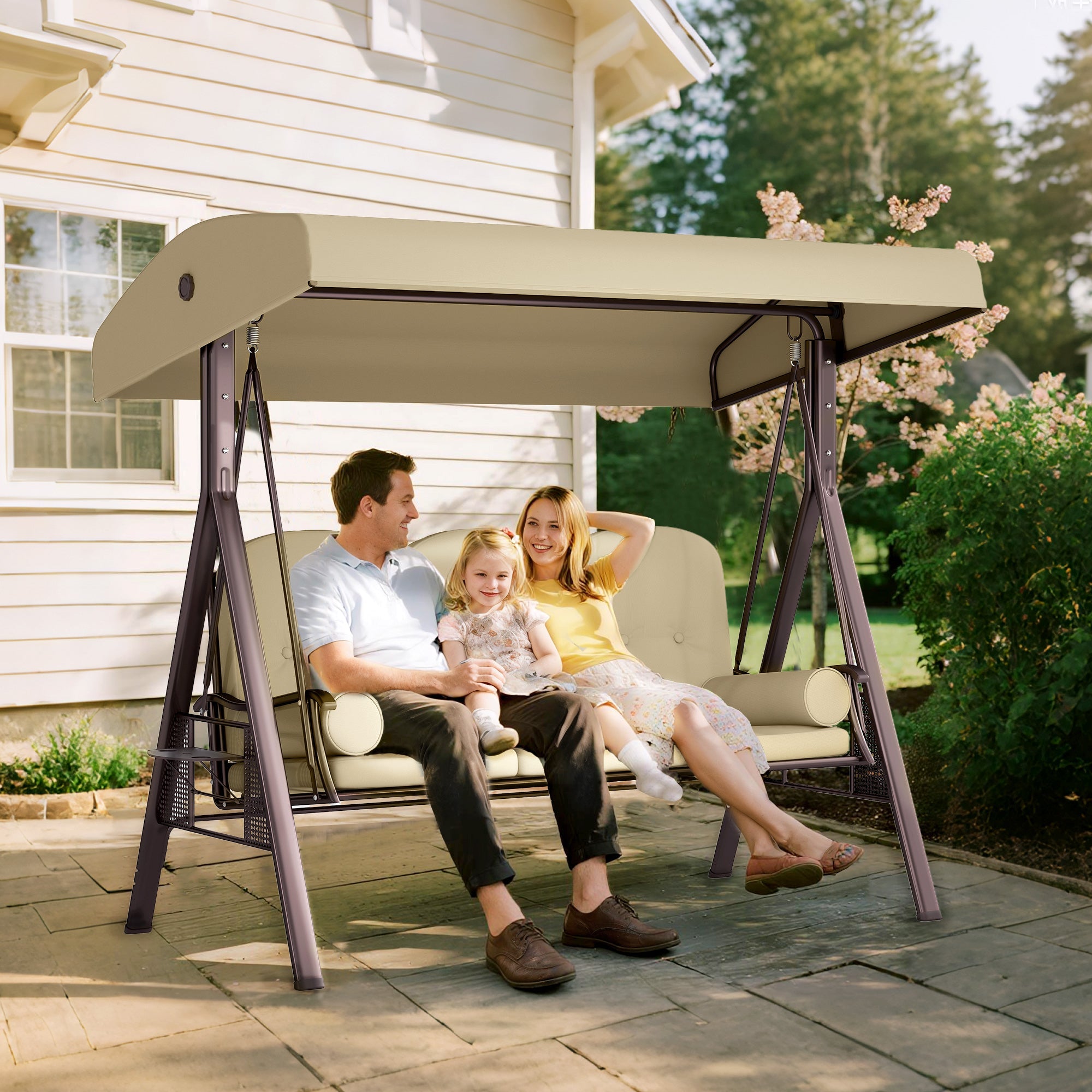Outsunny Three-Seater Garden Swing Chair - Brown