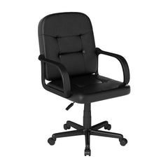 Leather Office Chair with ergonomic back and curved armrests on a white background