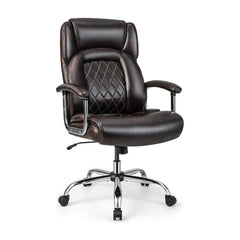 Leather Office Chair with Rocking Mode and Armrests shown from the front against a white background