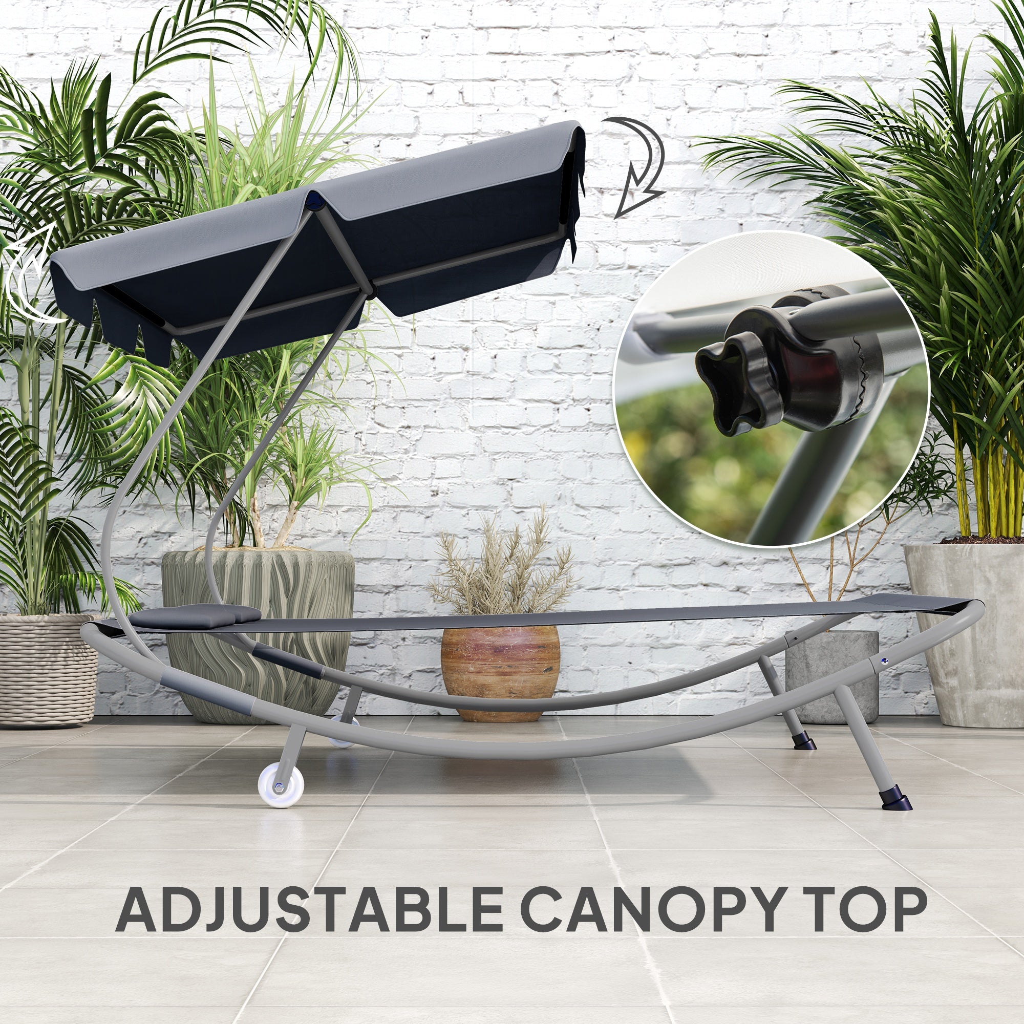 Outsunny Double Outdoor Bed, with Canopy - Light Grey