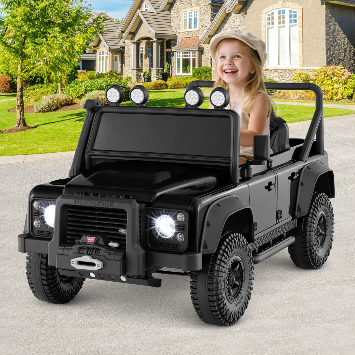 Licensed Land Rover Defender 12V Ride On Toy Car with Parent Remote Control -Black