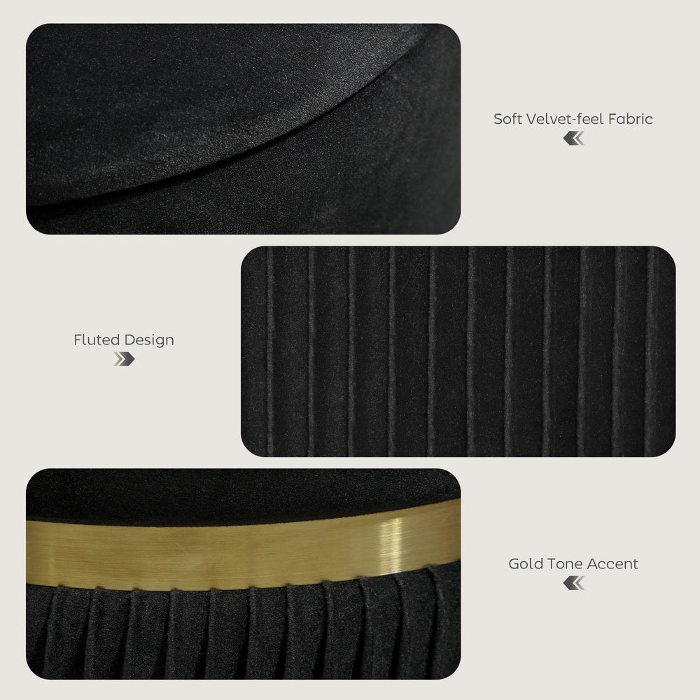 HOMCOM Velvet-Feel Storage Ottoman - Black - product image 5