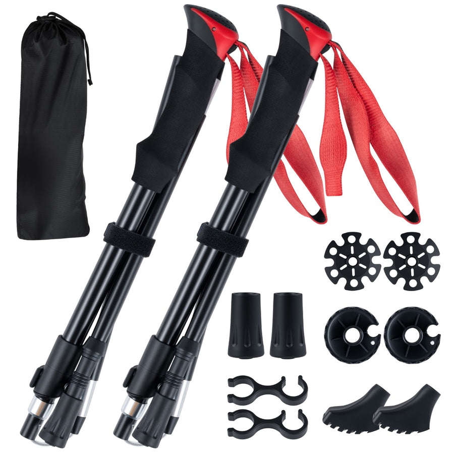 Lightweight Tri-fold Walking Sticks in Red