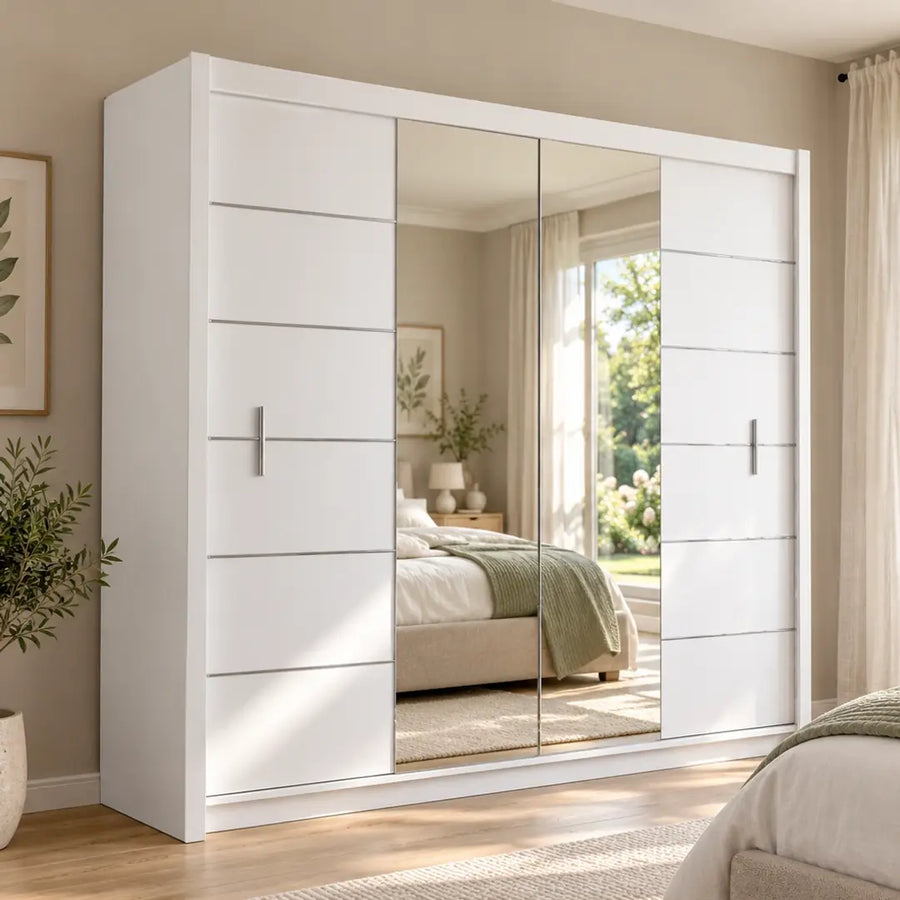Lisbon II Sliding Door Wardrobe 203cm in White