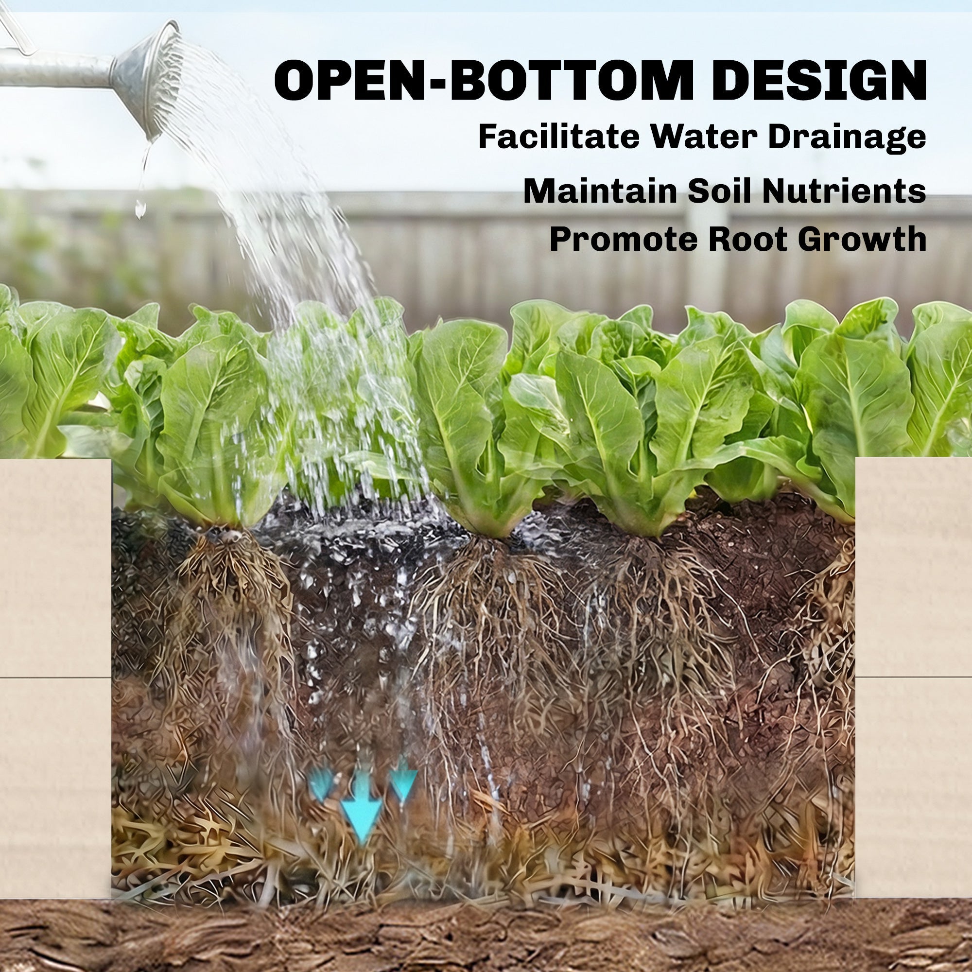 Outsunny Wooden Raised Bed for Garden, 620L Extra Large Raised Garden Bed with Open Bottom, Outdoor Elevated Planter Box