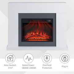 HOMCOM 44" Electric Fireplace Suite with Remote Control, 2000W Freestanding Fireplace Heater with LED Flame Effect, Overheat Protection, 7-Day Programmable Timer, White