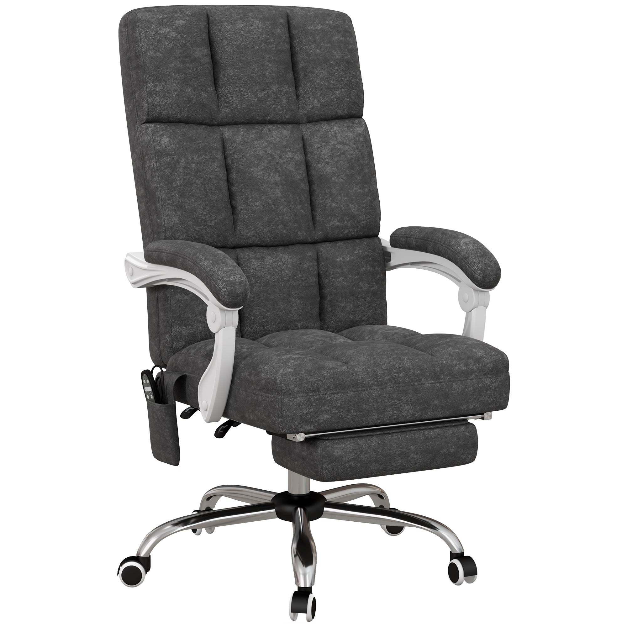 Vinsetto Massage Office Chair, Ergonomic Desk Chair, Comfy Work Study Chair with Heat, Padded Seat, 135√Ç¬∞ Reclining Back and Footrest for Home Office, Charcoal Grey