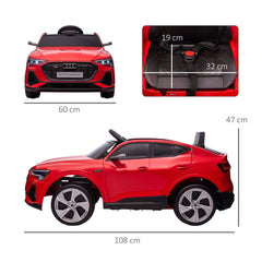 HOMCOM Audi E-tron Licensed 12V Kids Electric Ride on, Electric Car for Kids, with Parental Remote, Music Lights MP3, Suspension Wheels, for 3-5 Years, Red
