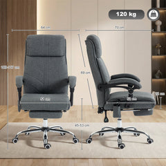 Vinsetto High Back Vibration Massage Office Chair with Footrest, Heated, Grey