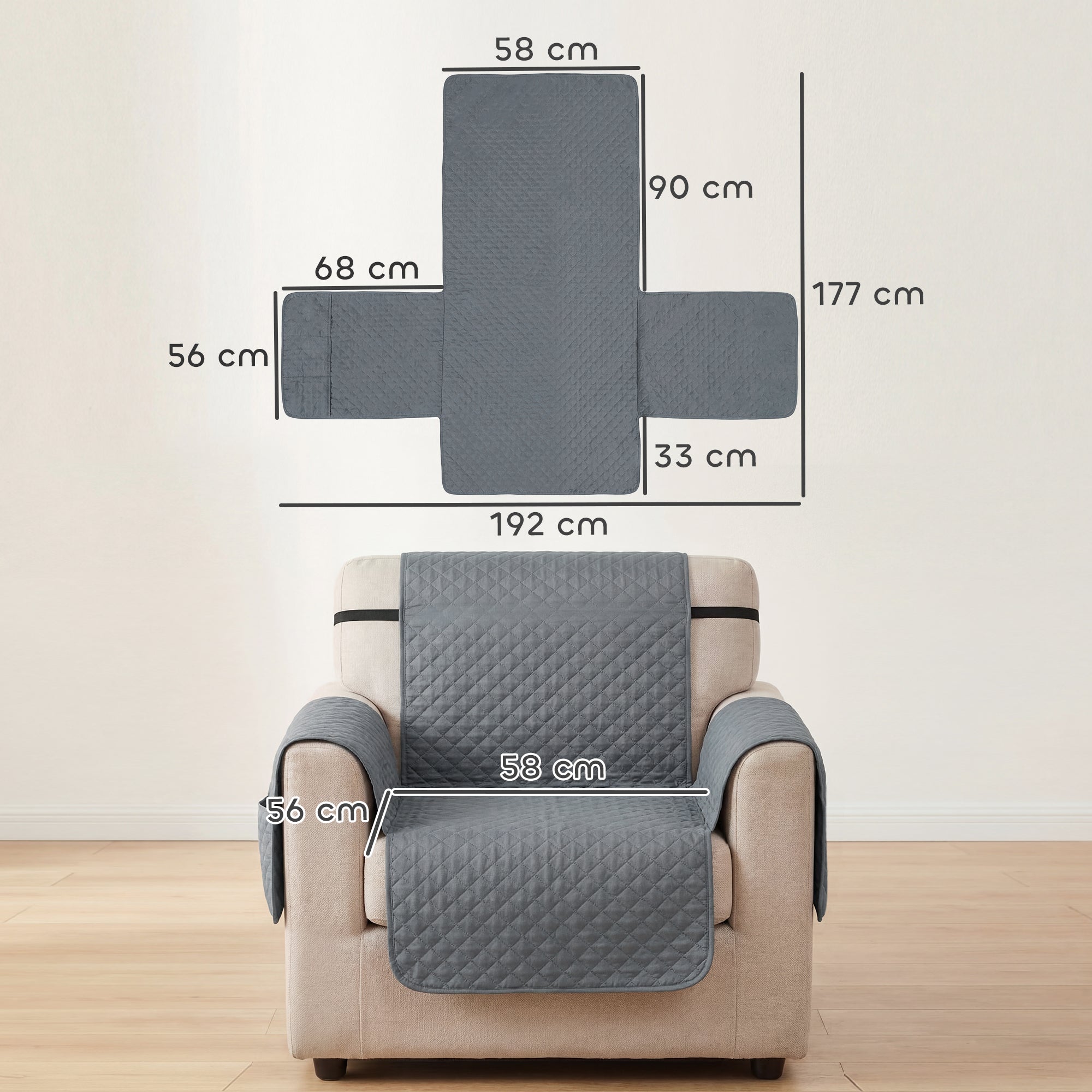 PawHut Waterproof Sofa Cover, Soft Couch Cover for Dogs Cats Pets, Non Slip Sofa Slipcoevr with Elastic Straps