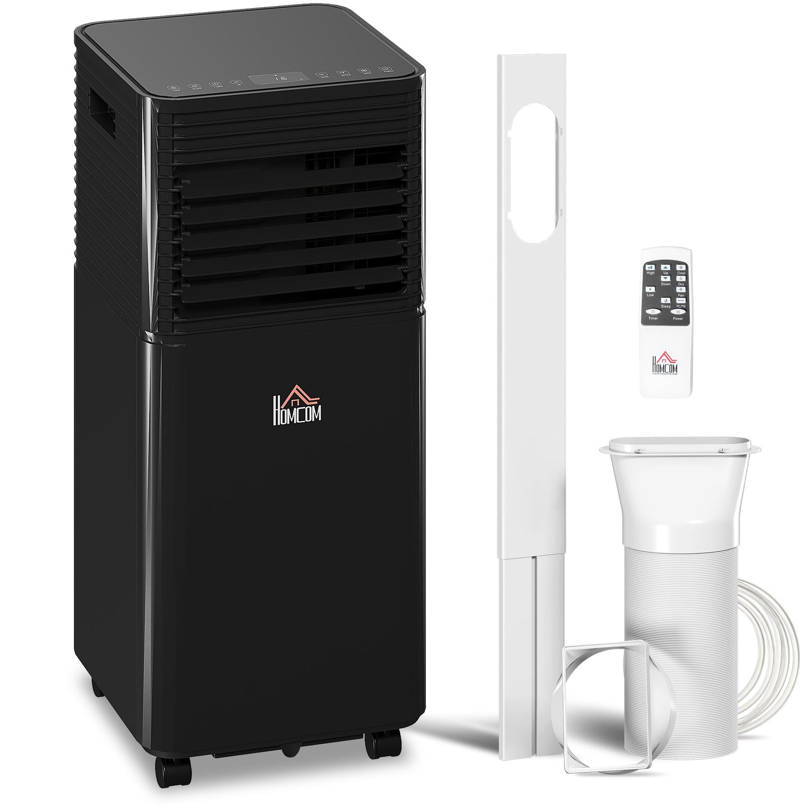 HOMCOM 7000 BTU 4-In-1 Portable Air Conditioner Unit Cooling Dehumidifying Ventilating for Room up to 26m², with Fan, Remote, 24H Timer, Window Mount Kit, R290, A Energy Efficiency