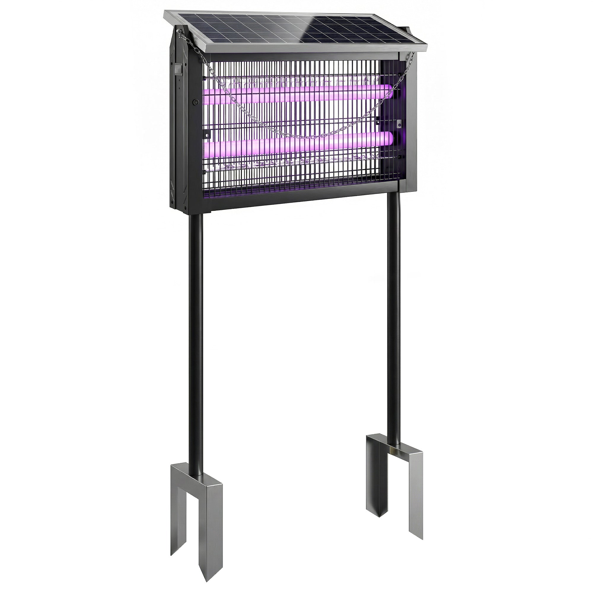 Outsunny Solar Bug Zapper Outdoor, 3500 V Electric Mosquito Fly Zapper with 4.3 m Cord, Dusk-to-Dawn Control, Black