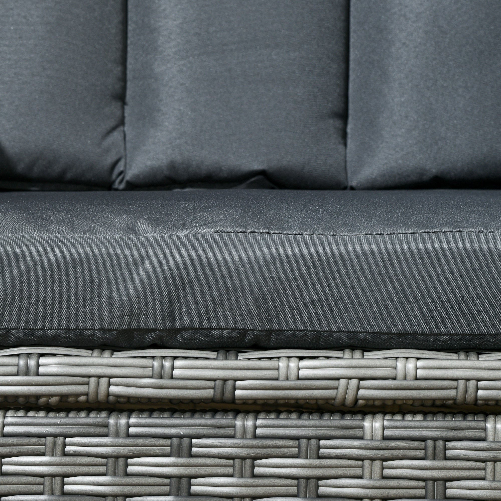 Outsunny Seven-Piece Rattan Dining Table, with Round Glass-Top Table - Mixed Grey