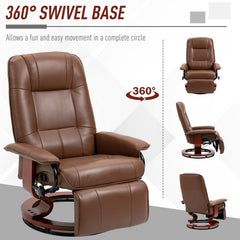 HOMCOM Faux Leather Armchair, with 145 degrees Reclining Back and Footrest - Brown